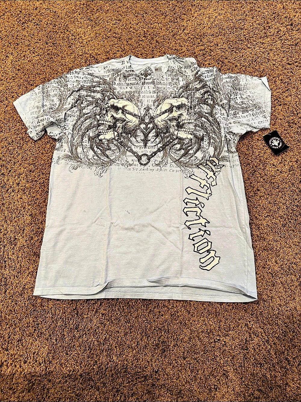 Affliction Collage S/S Tee Graphic Tee in White & Black Size 2X NWT